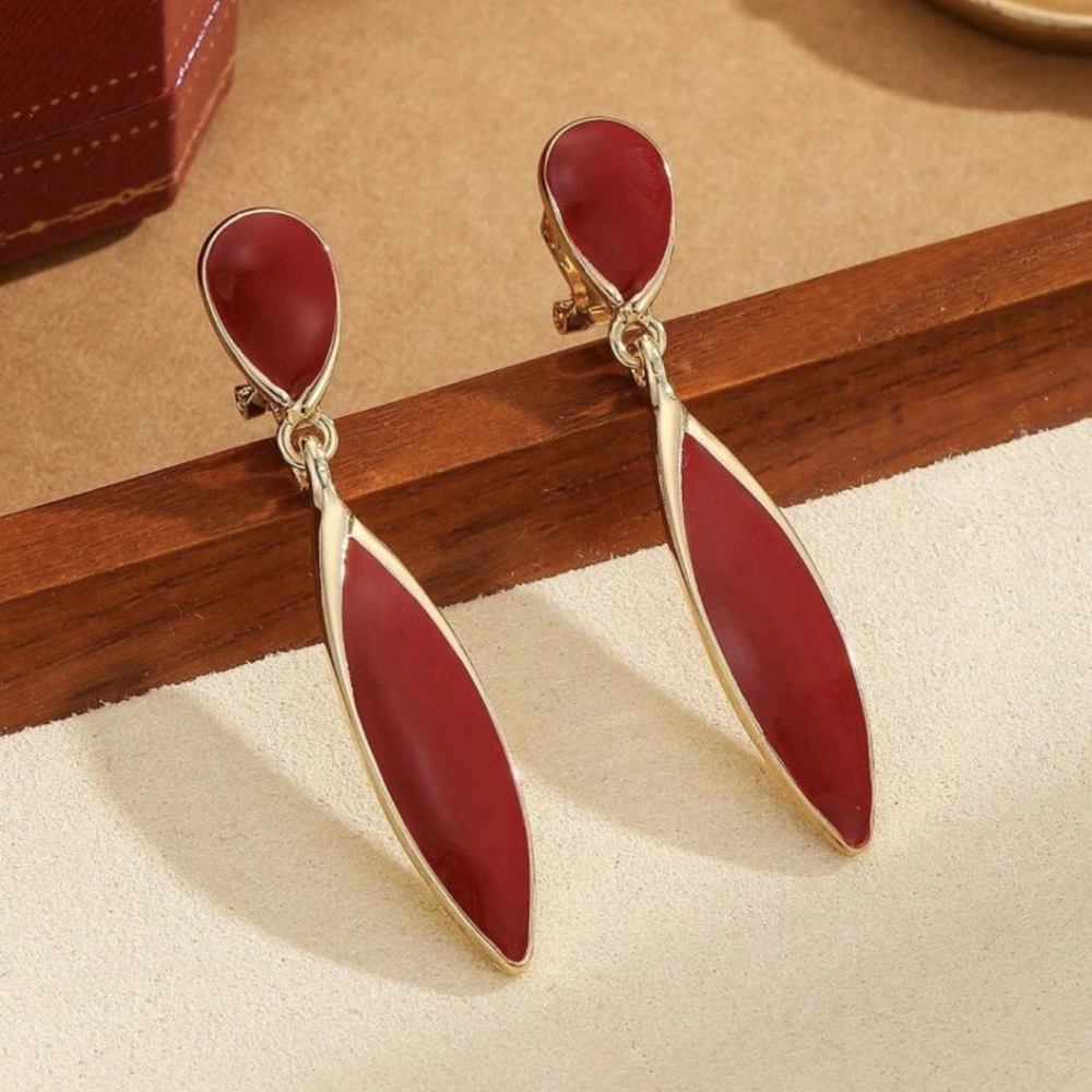 Red and Gold Drop Earrings